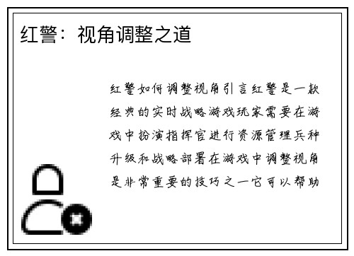 红警：视角调整之道